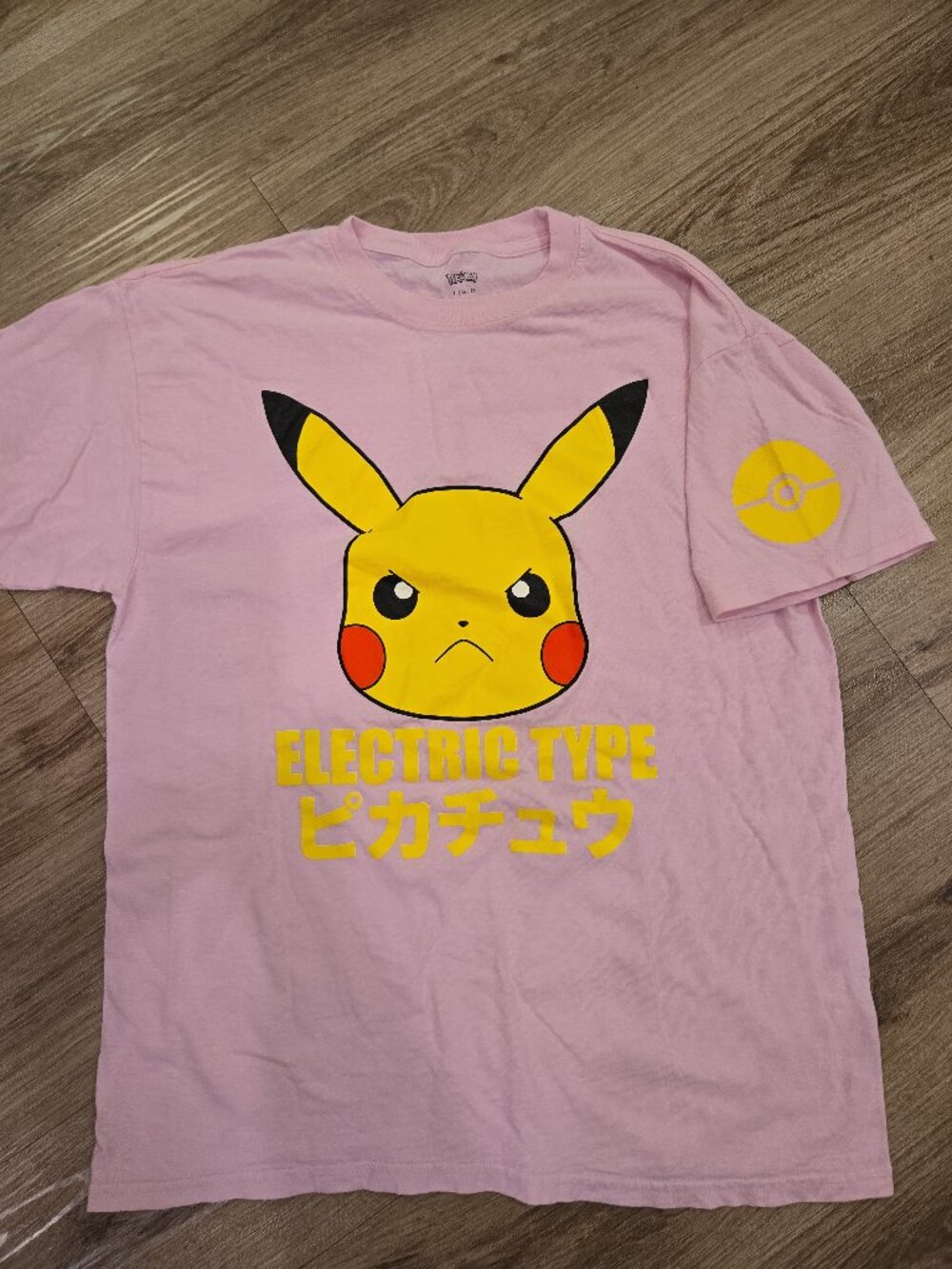 Pokemon Pikachu Electric Type Pink T-Shirt Large